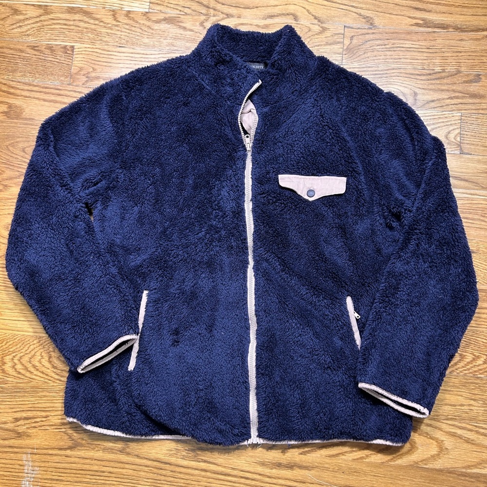 MEROKEETY Sherpa Fleece Zip-Up Jacket Blue Cozy Teddy‎ Pullover Fall Winter